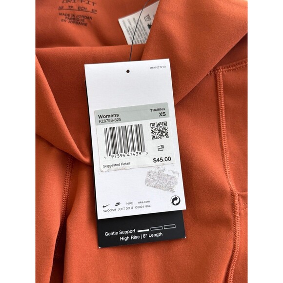 Nike One High-Waisted 8" Biker Shorts With Pockets Burnt Sunrise Size XS - Picture 9 of 10